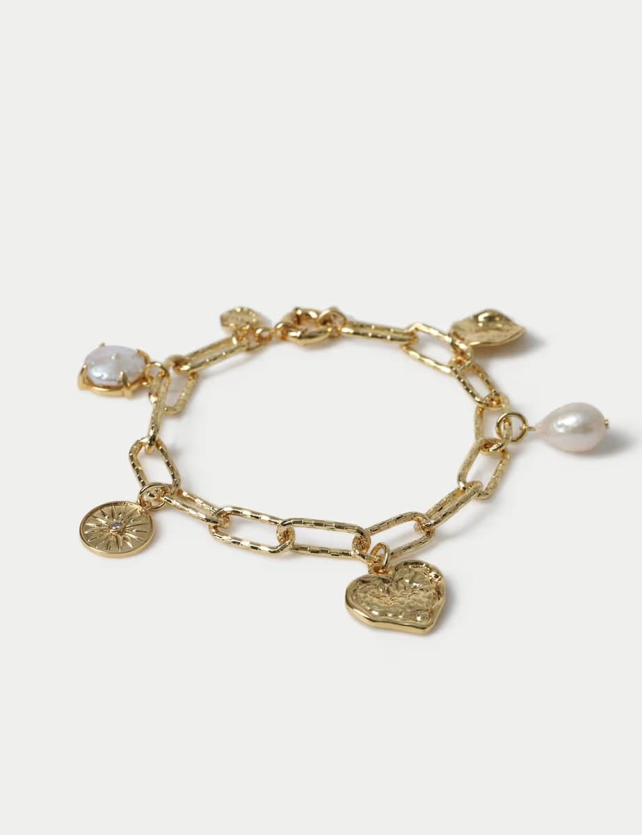 Marks & Spencer M&S 18k Gold Plated Heart Charm Bracelet Gold - 2