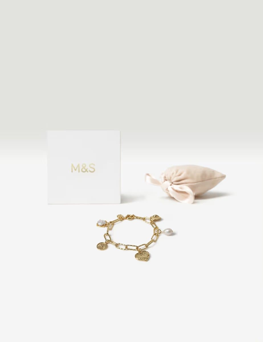 Marks & Spencer M&S 18k Gold Plated Heart Charm Bracelet Gold - 3