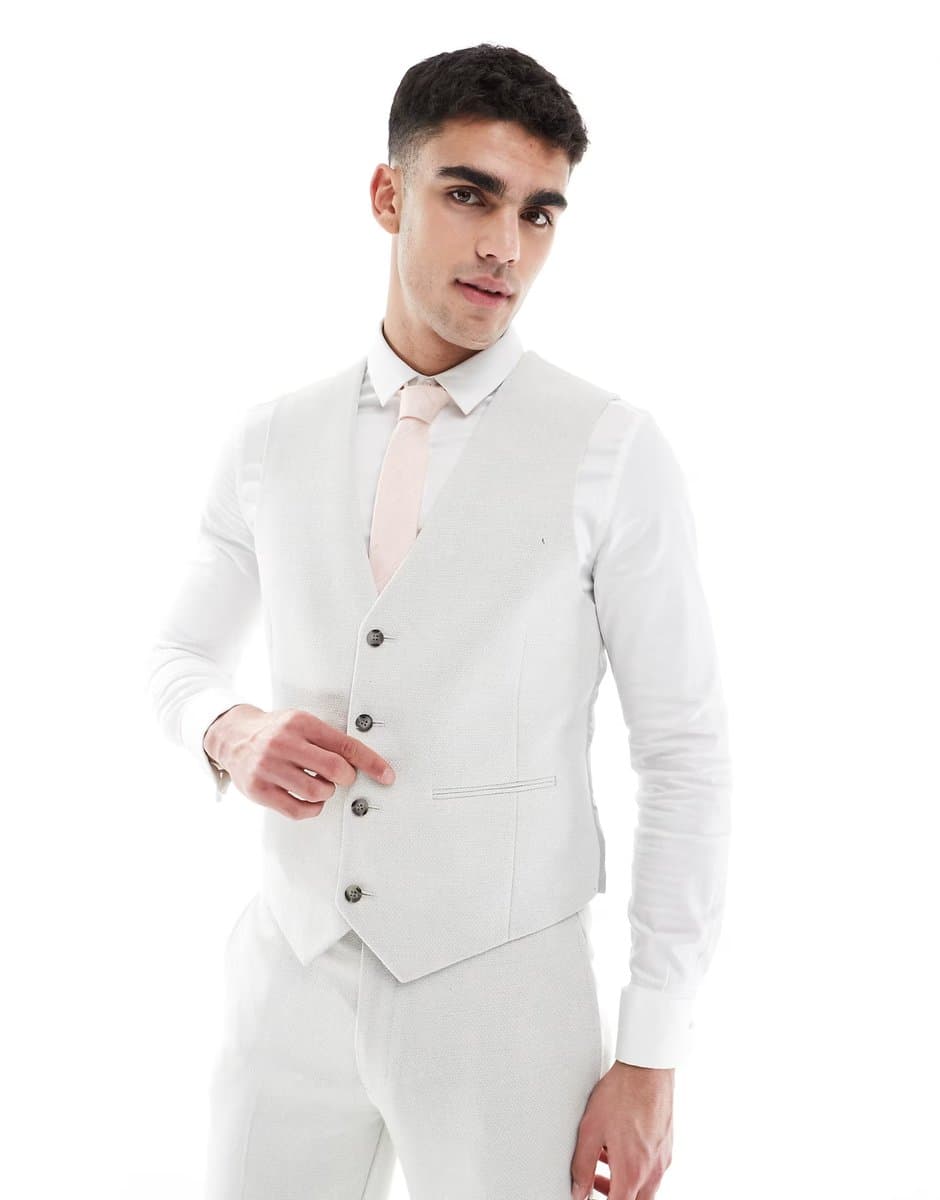 ASOS ASOS DESIGN slim suit waistcoat wool blend in light grey