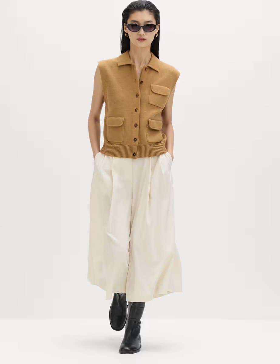 Marks & Spencer M&S Pleat Front Culottes Ivory - 3