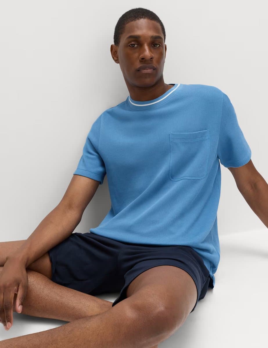 Marks & Spencer M&S Cotton Rich Loungewear Top Blue