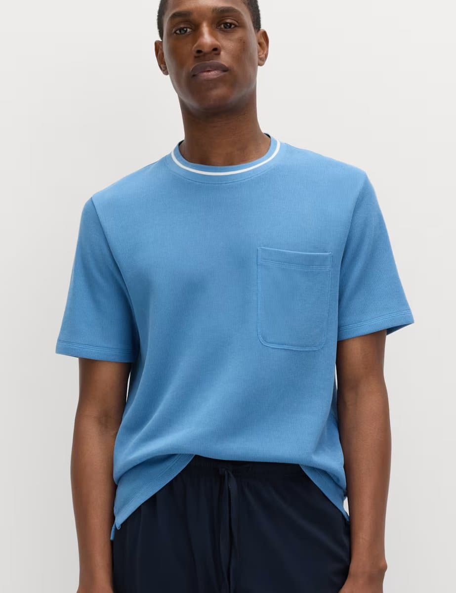 Marks & Spencer M&S Cotton Rich Loungewear Top Blue - 4