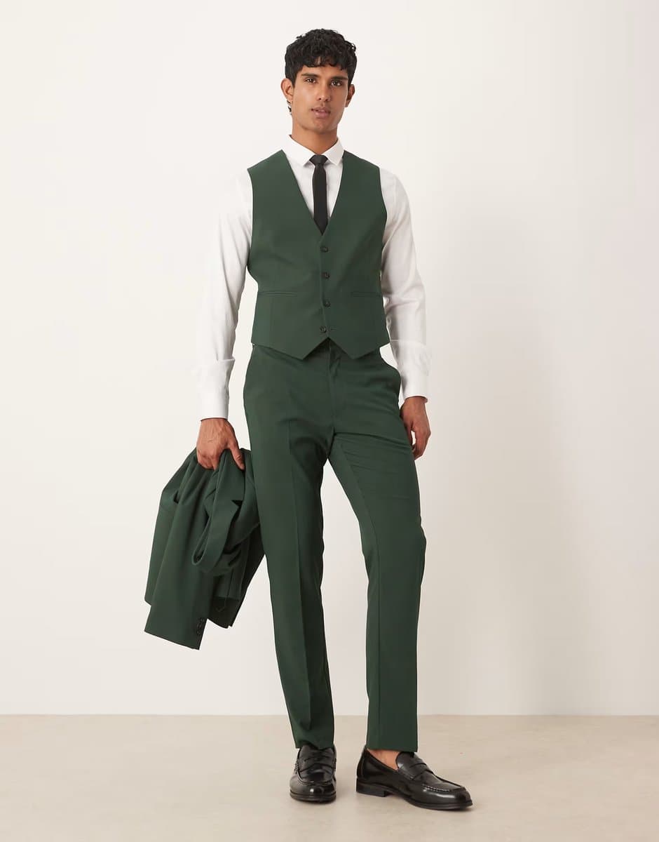 ASOS ASOS DESIGN slim suit waistcoat in green - 2