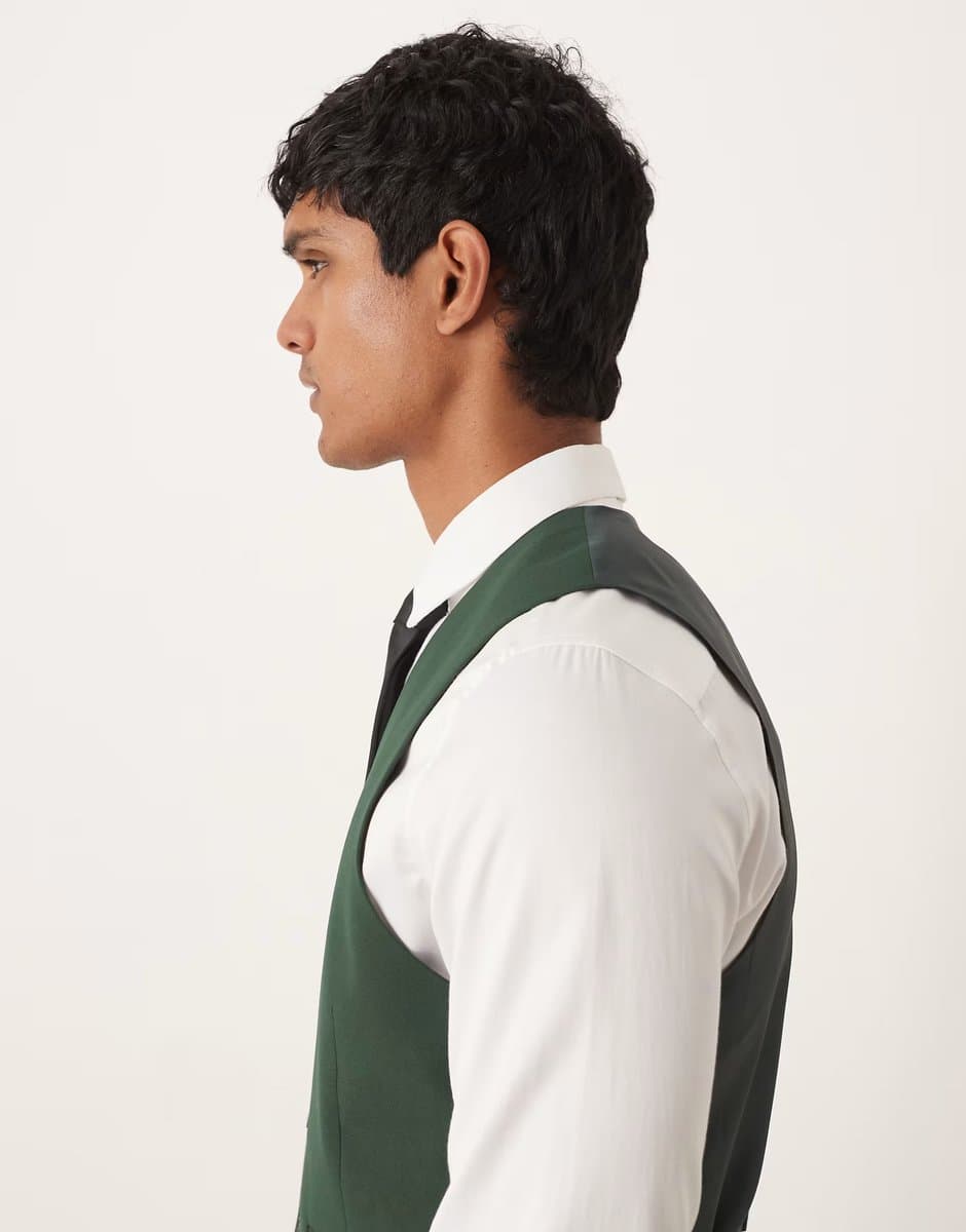 ASOS ASOS DESIGN slim suit waistcoat in green - 4