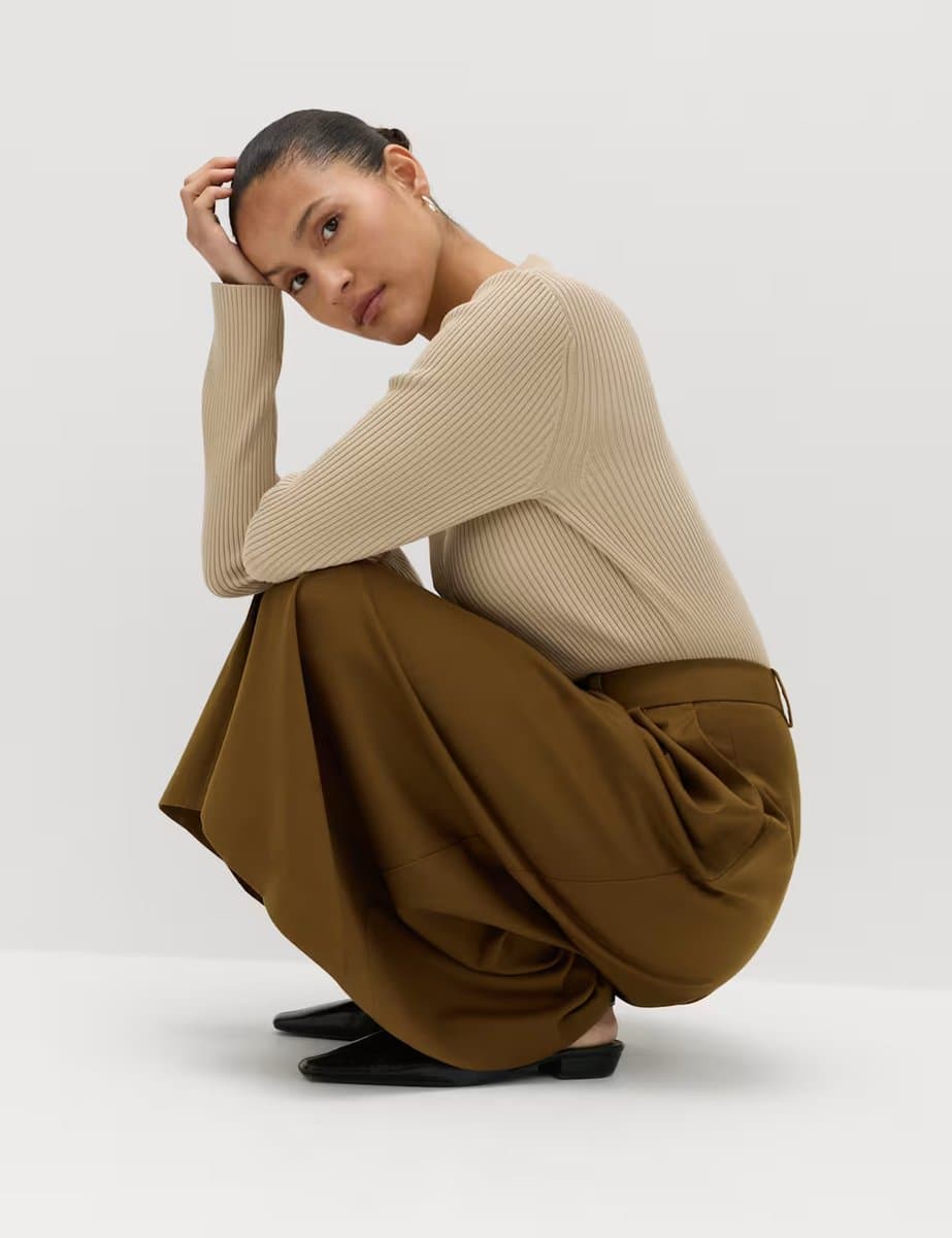 Marks & Spencer M&S Pleat Front Culottes Moss - 5