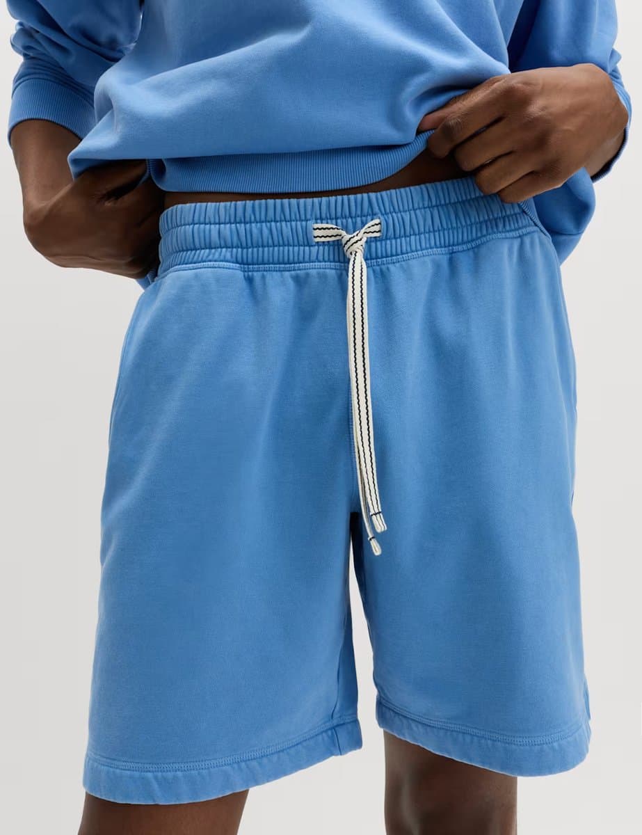 Marks & Spencer M&S Cotton Rich Garment Wash Pyjama Shorts Blue