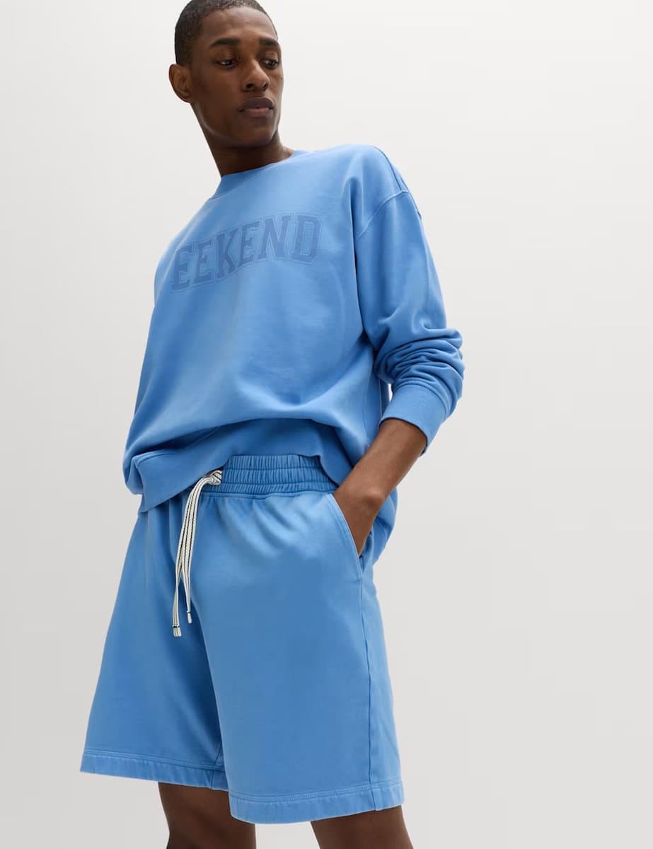 Marks & Spencer M&S Cotton Rich Garment Wash Pyjama Shorts Blue - 2