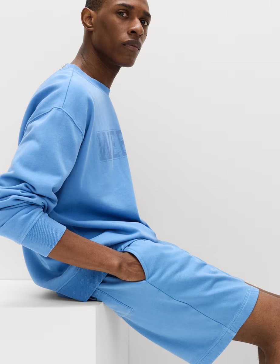 Marks & Spencer M&S Cotton Rich Garment Wash Pyjama Shorts Blue - 4