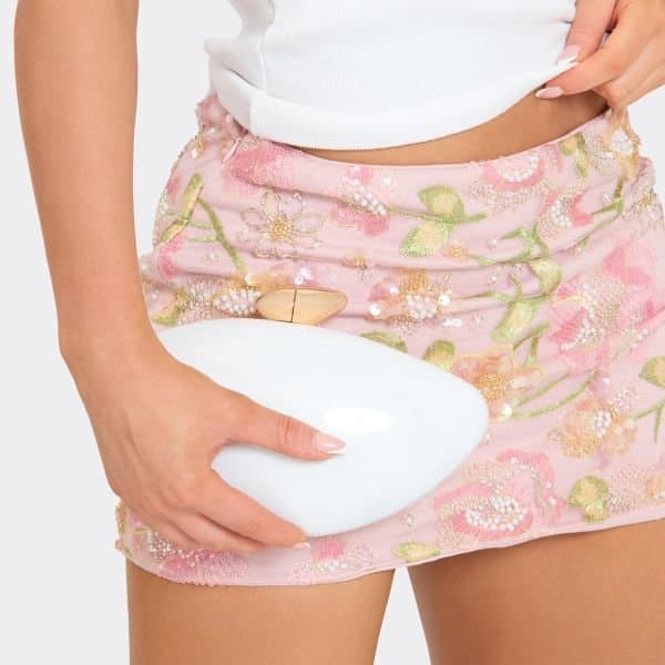 EGO Leela Shaped Clutch Bag In White, Women's Size UK One Size