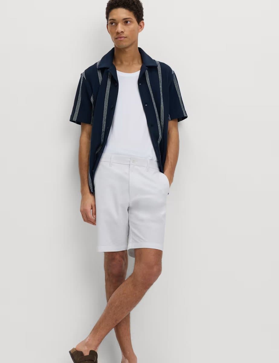 Marks & Spencer M&S Regular Fit Stretch Chino Shorts Ice White