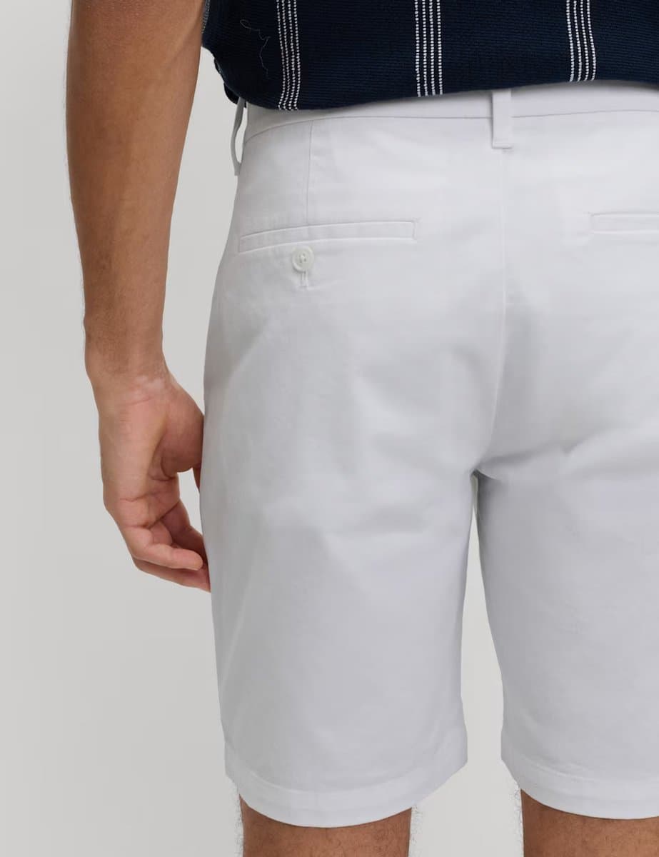Marks & Spencer M&S Regular Fit Stretch Chino Shorts Ice White - 4