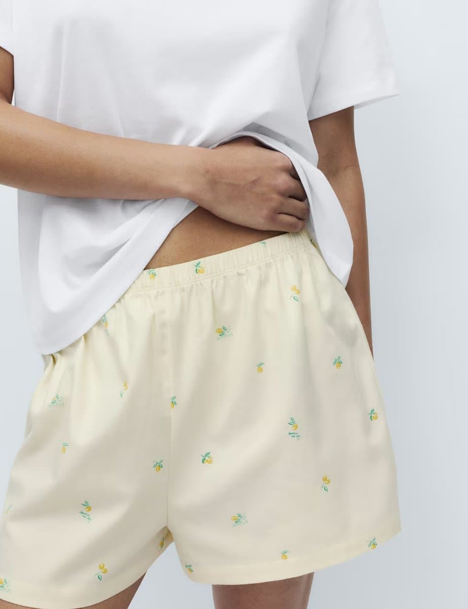 Marks & Spencer M&S Cotton Rich Printed Shortie Set White Mix - 4