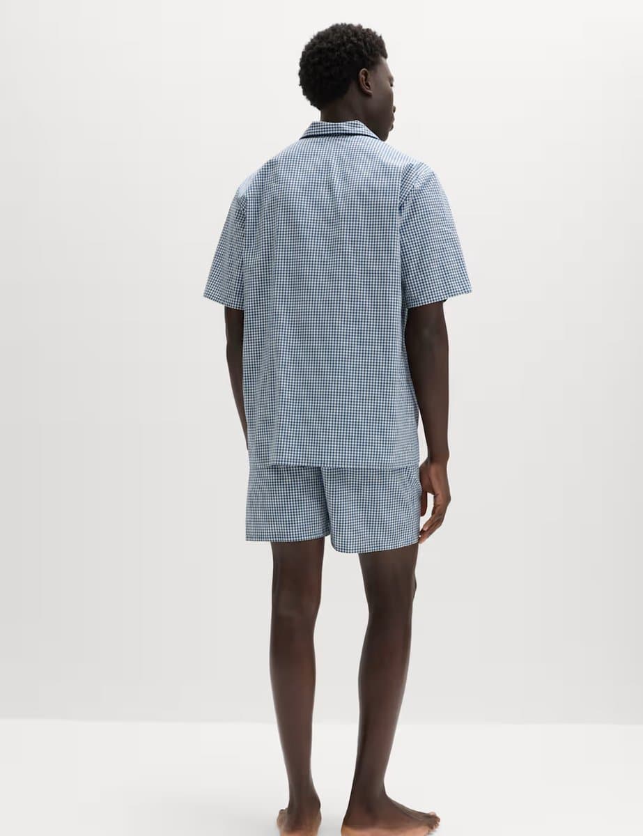 Marks & Spencer M&S Pure Cotton Polka Dot Pyjama Set Blue Mix - 4