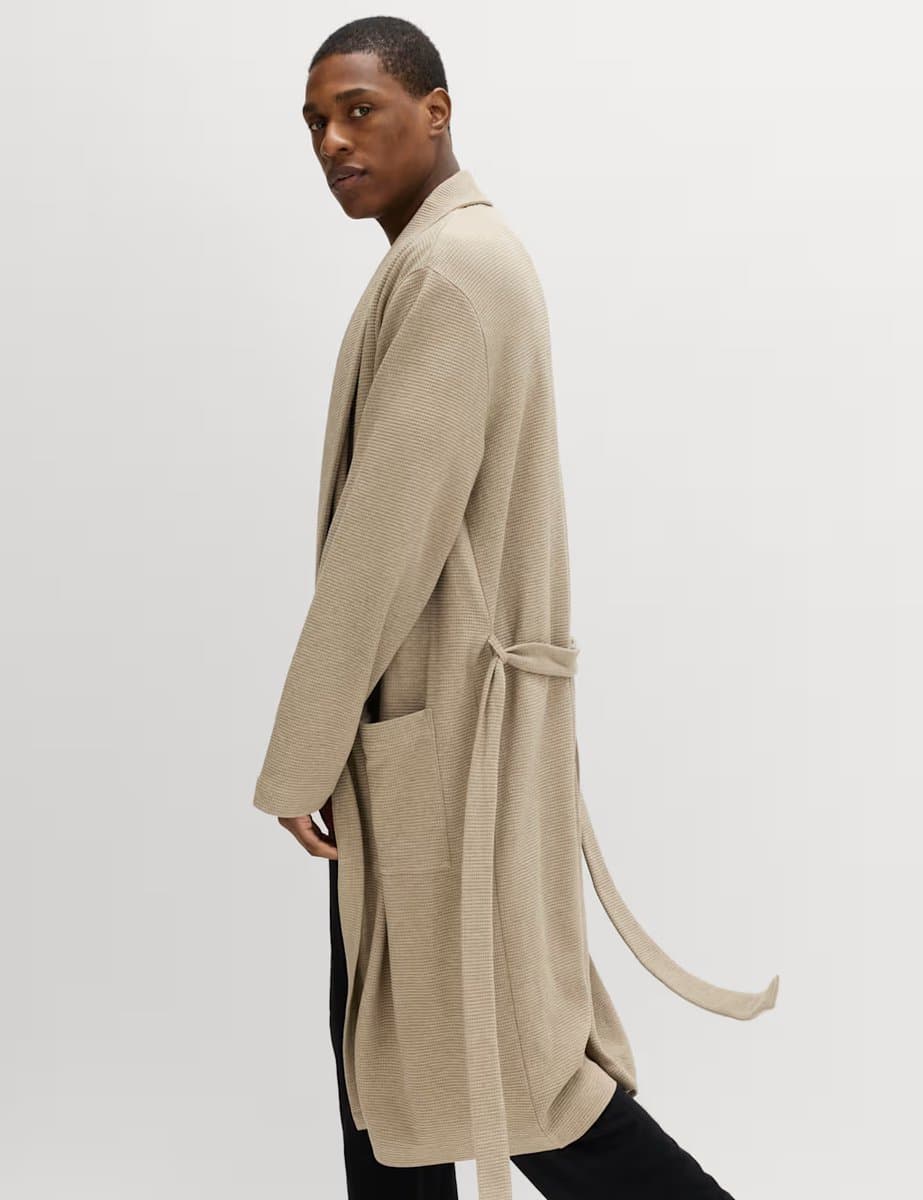 Marks & Spencer M&S Pure Cotton Waffle Lightweight Dressing Gown Neutral - 2