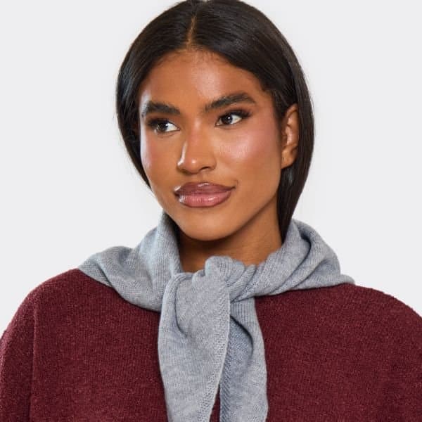 EGO Tie Front Shawl Scarf In Grey, Women's Size UK One Size