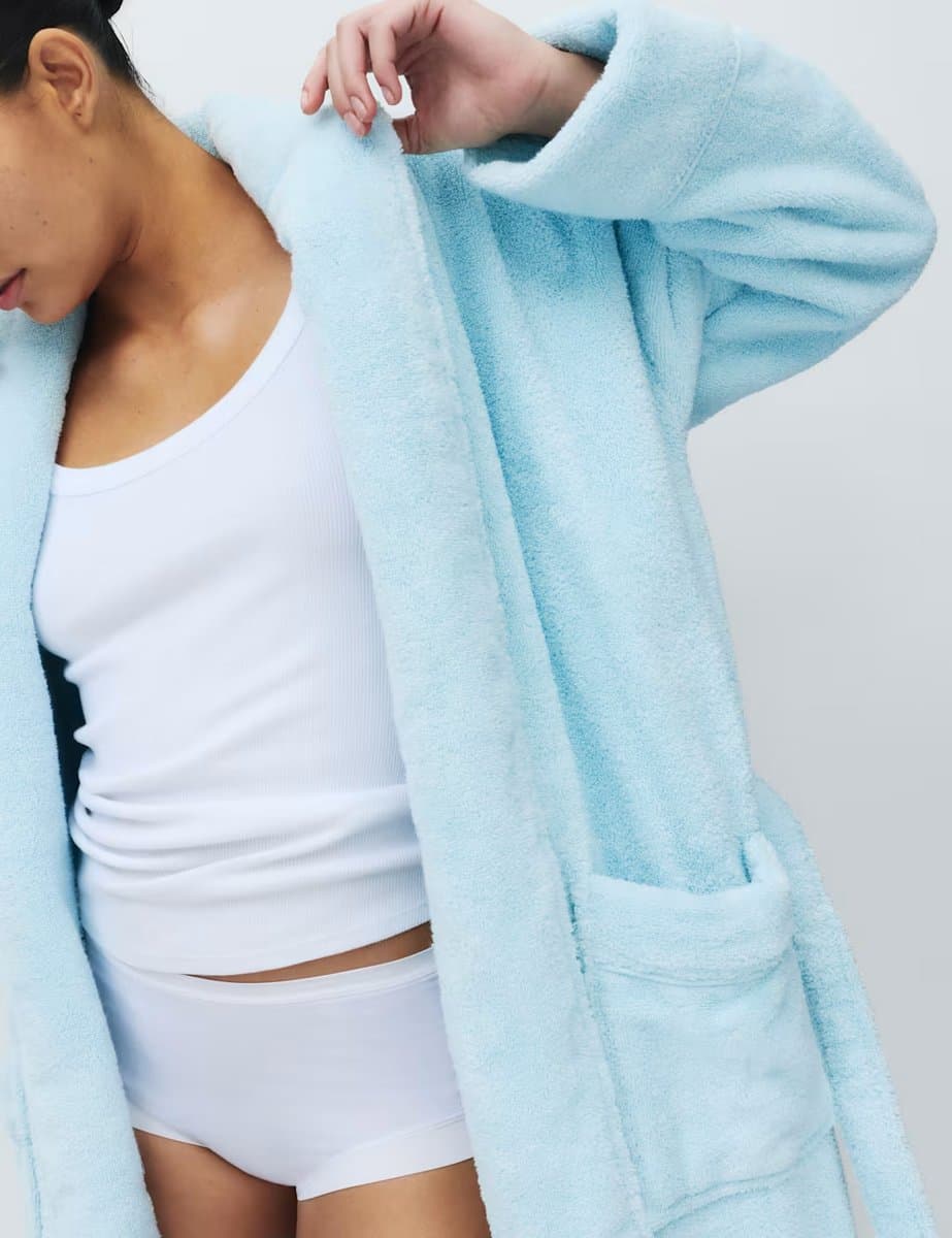 Marks & Spencer M&S Pure Cotton Towelling Dressing Gown Light Turquoise - 2