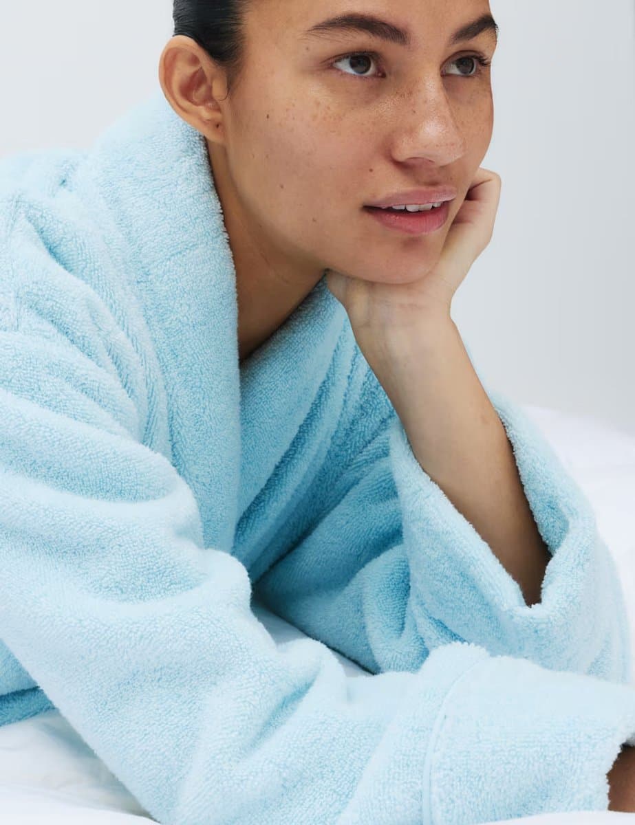 Marks & Spencer M&S Pure Cotton Towelling Dressing Gown Light Turquoise - 3