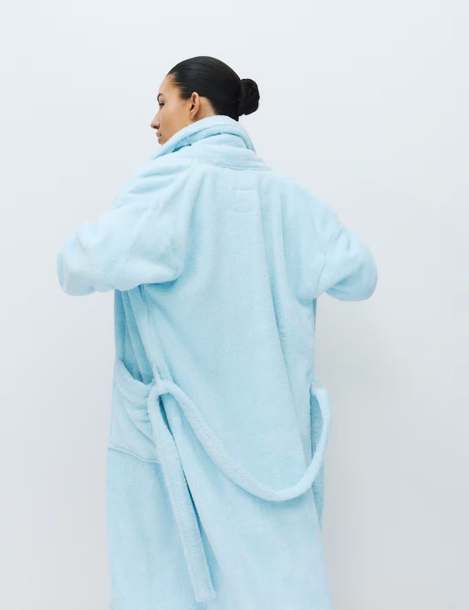 Marks & Spencer M&S Pure Cotton Towelling Dressing Gown Light Turquoise - 4