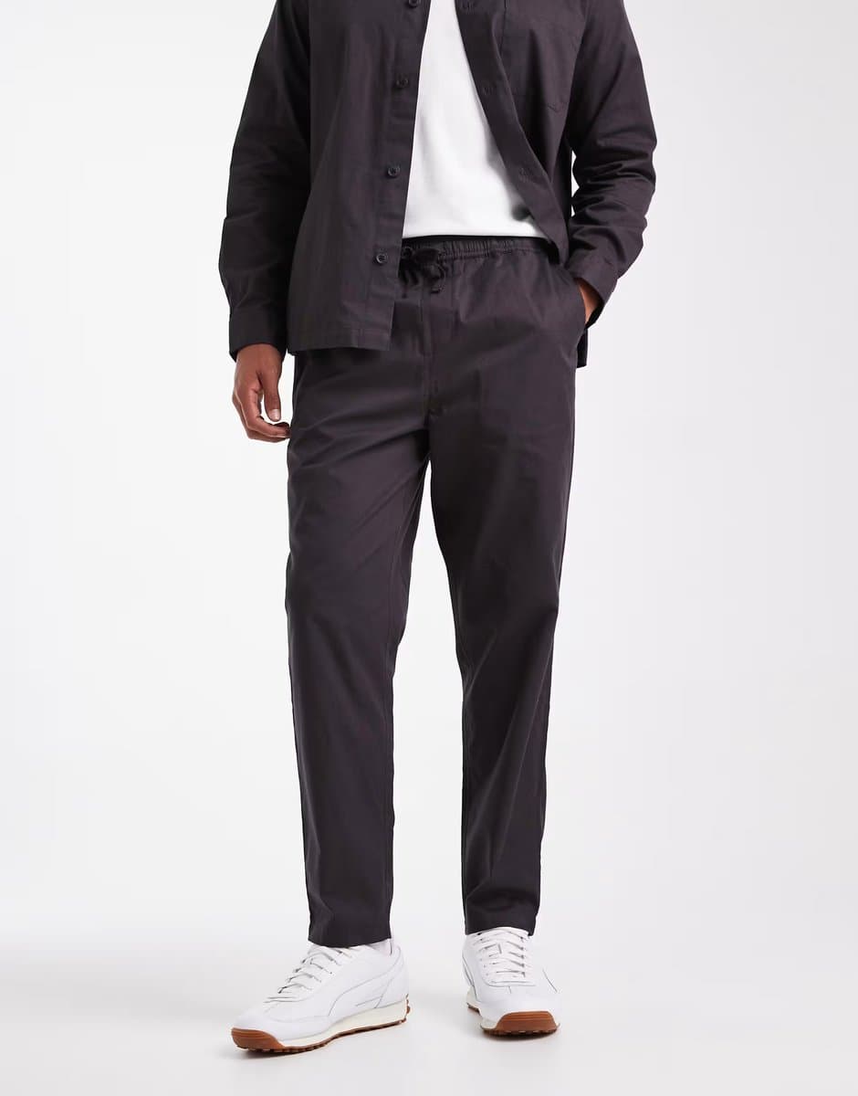 ASOS New Look soft touch pull on trousers co-ord in dark grey