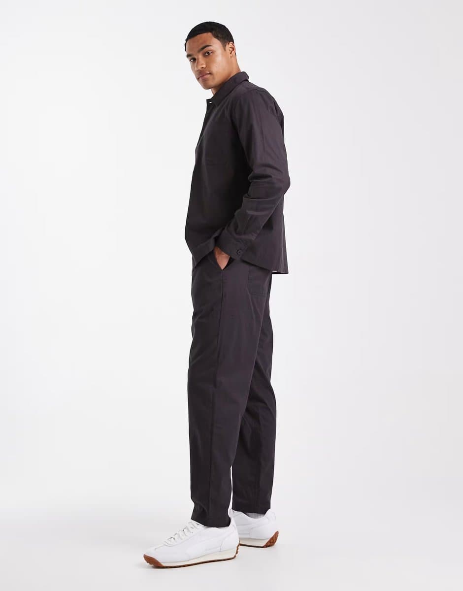 ASOS New Look soft touch pull on trousers co-ord in dark grey - 3