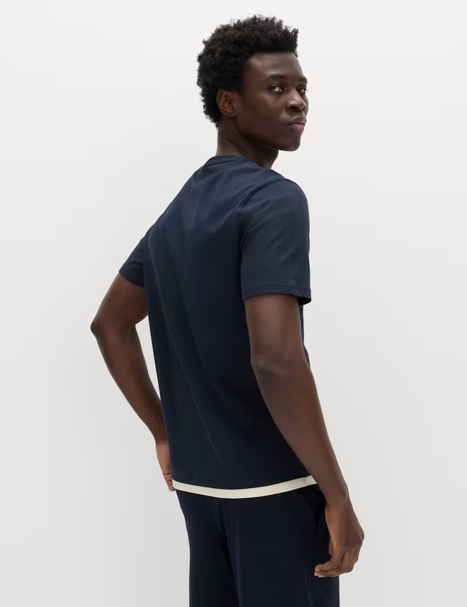 Marks & Spencer M&S Pure Cotton Sunset Graphic Pyjama Top Navy - 3