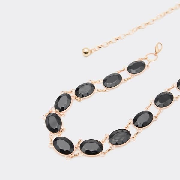 EGO Black Gem Detail Chain Belt In Gold, Women's Size UK One Size