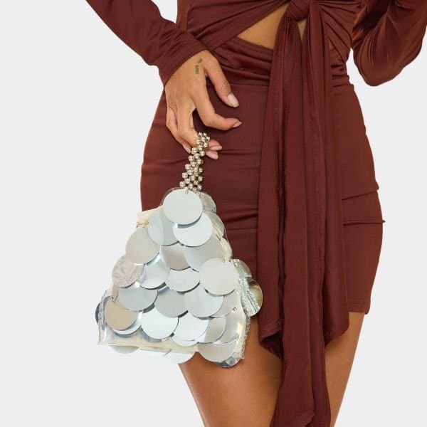 EGO Diva Disc Detailed Grab Bag In Silver, Women's Size UK One Size