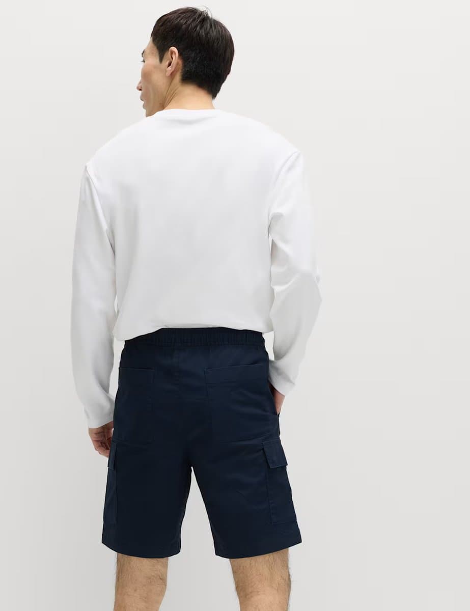 Marks & Spencer M&S Elasticated Waist Ripstop Cargo Shorts Navy - 3