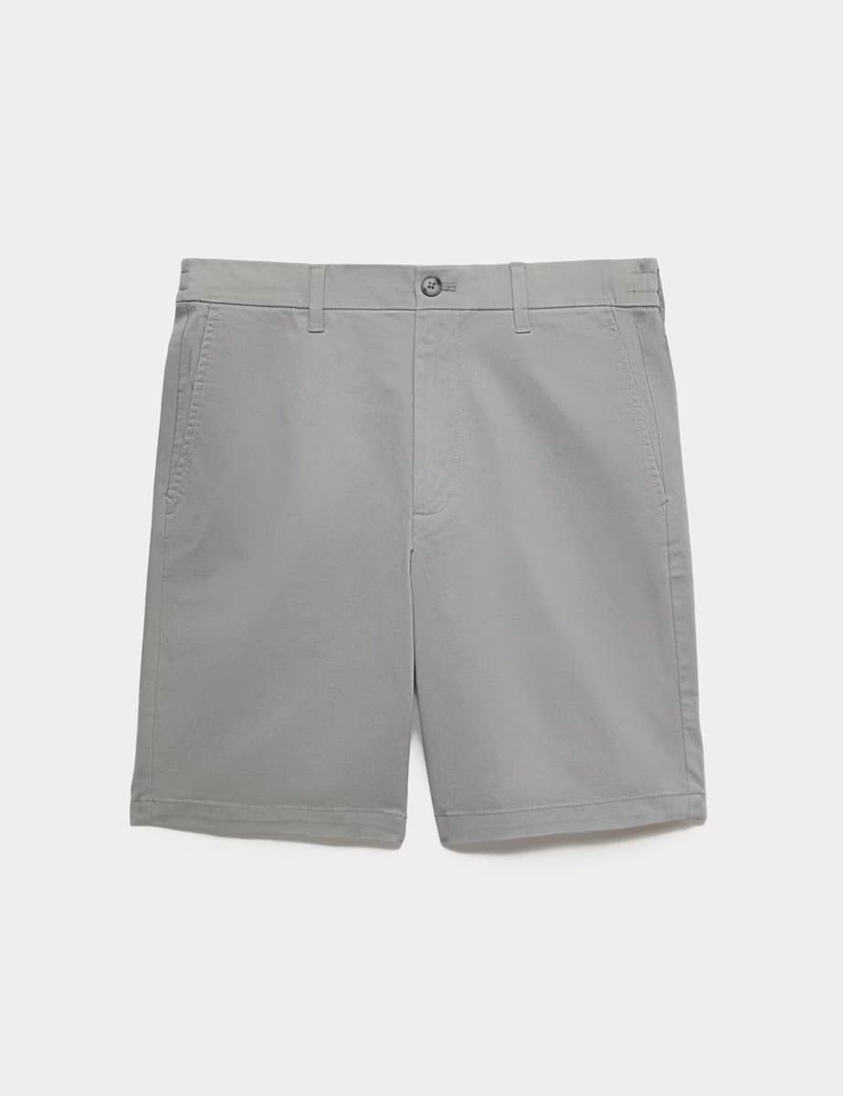 Marks & Spencer M&S Half-Elasticated Waist Stretch Chino Shorts Ash Grey