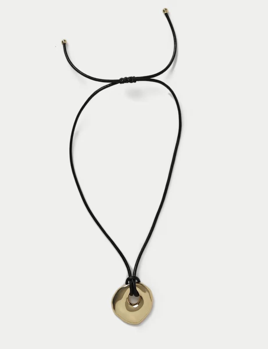 Marks & Spencer M&S 18k Gold Plated Leather Long Pendant Gold - 2