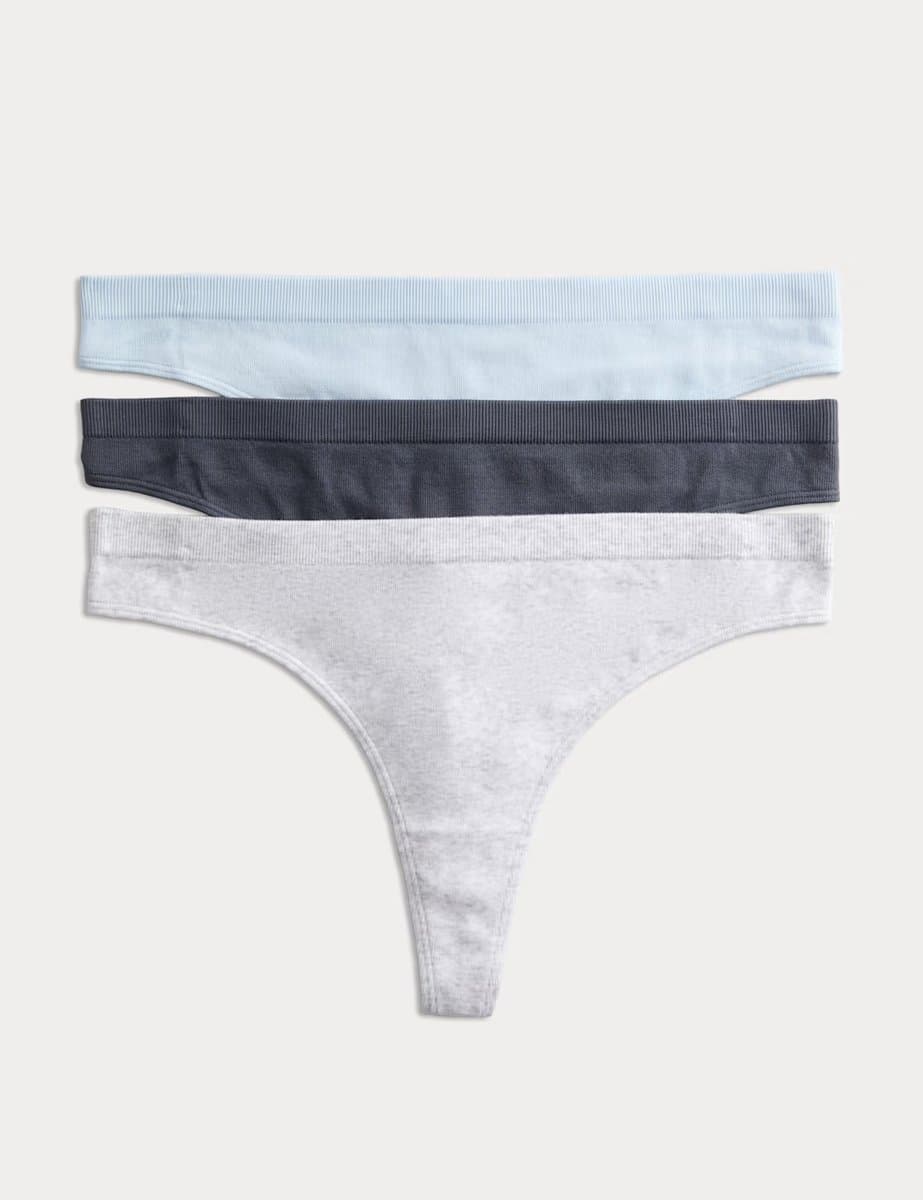 Marks & Spencer M&S 3 Pack Seamfree Thongs Grey Mix