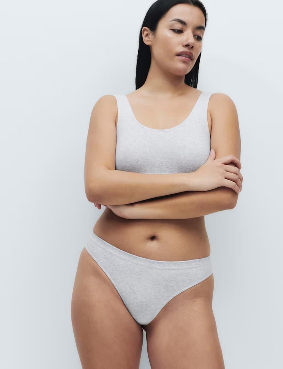 Marks & Spencer M&S 3 Pack Seamfree Thongs Grey Mix - 2