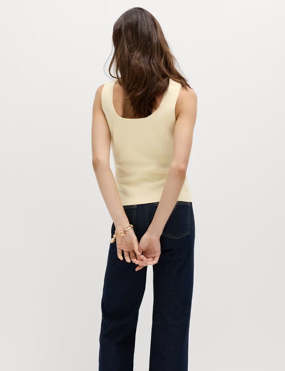 Marks & Spencer M&S Button Front Slim Fit Knitted Waistcoat Buttermilk - 3