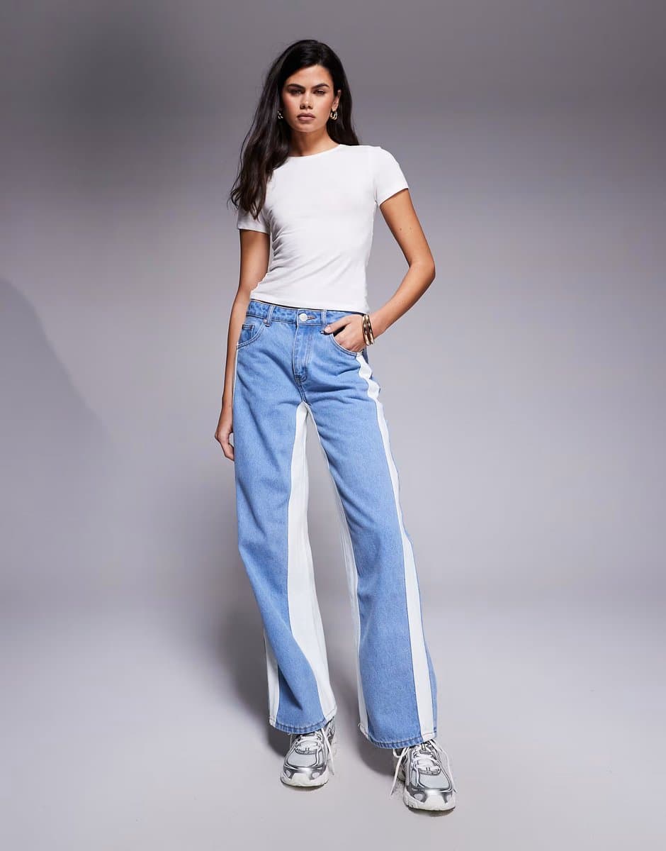 ASOS Liquor N Poker baggy biker jeans co-ord with contrast panel in multi