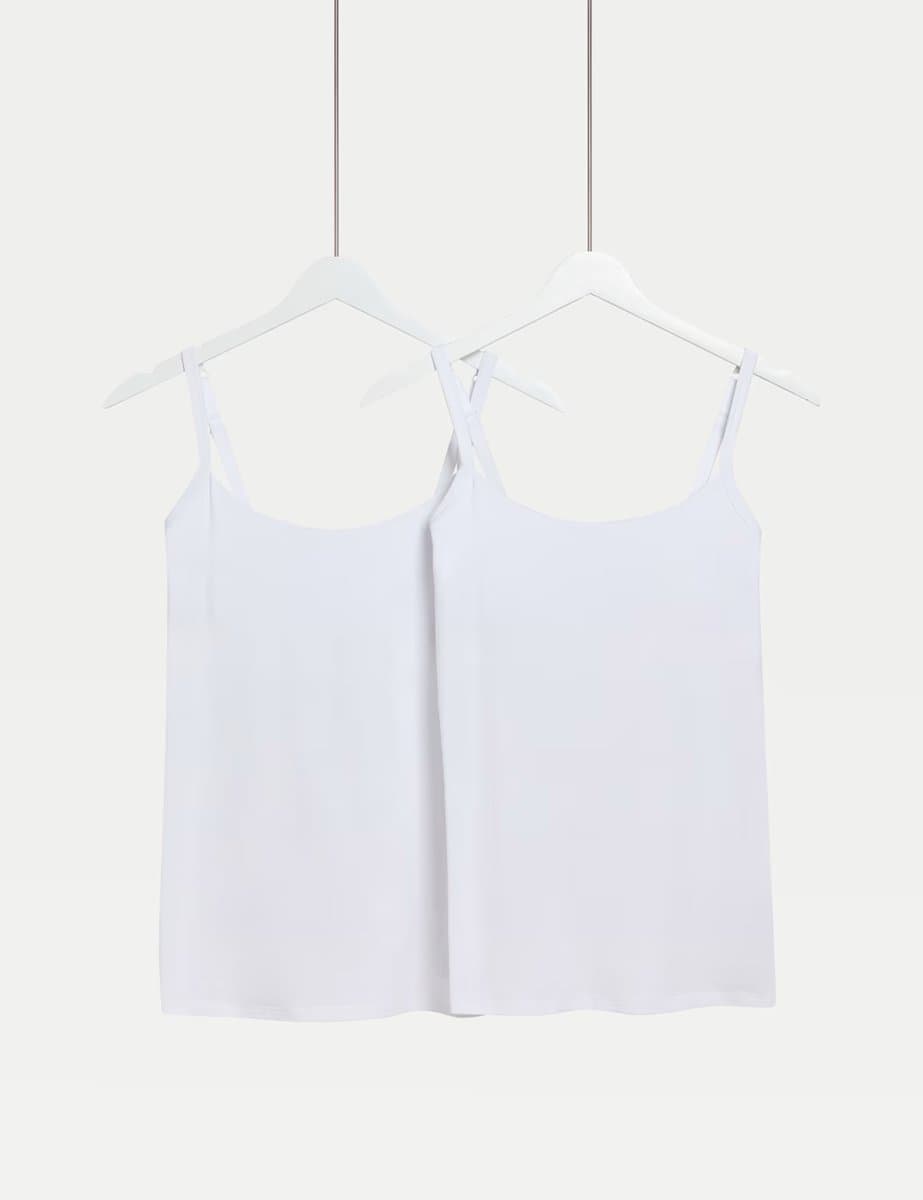 Marks & Spencer M&S 2 Pack Cotton Rich Secret Support™ Vests White