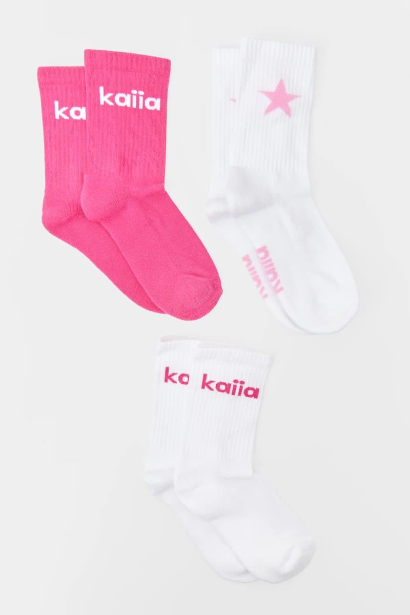 Kaiia Pack of Three Kaiia Star Socks Pink Multi