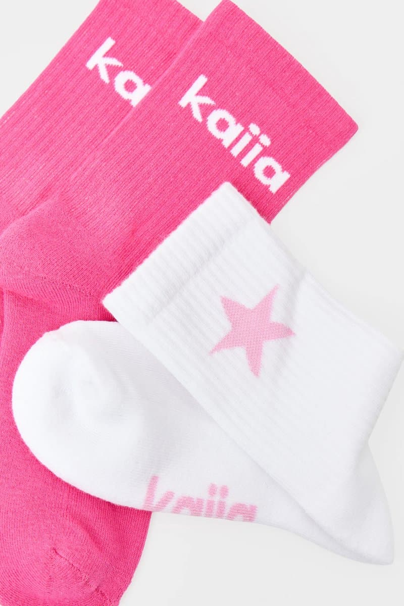 Kaiia Pack of Three Kaiia Star Socks Pink Multi - 2
