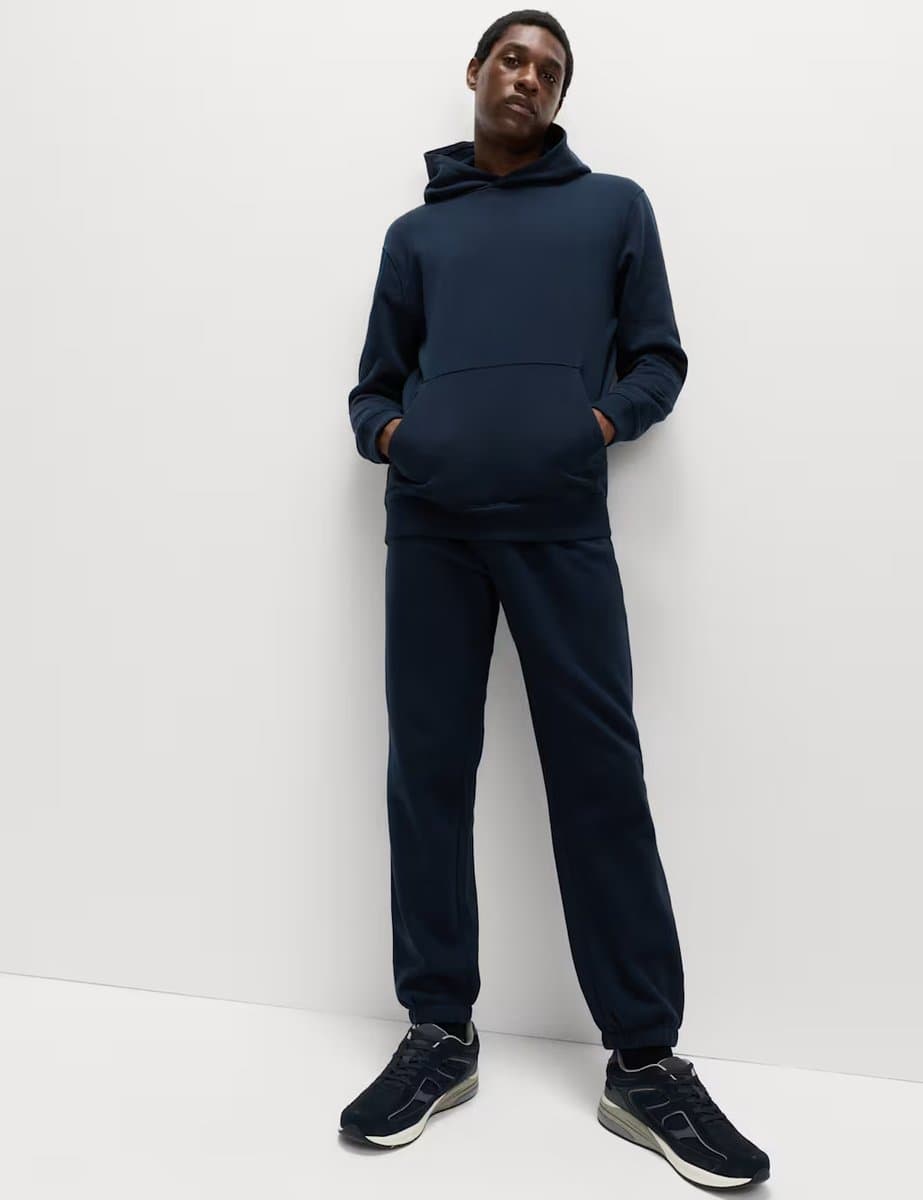 Marks & Spencer M&S Elasticated Waist Cotton Rich Joggers Navy - 2