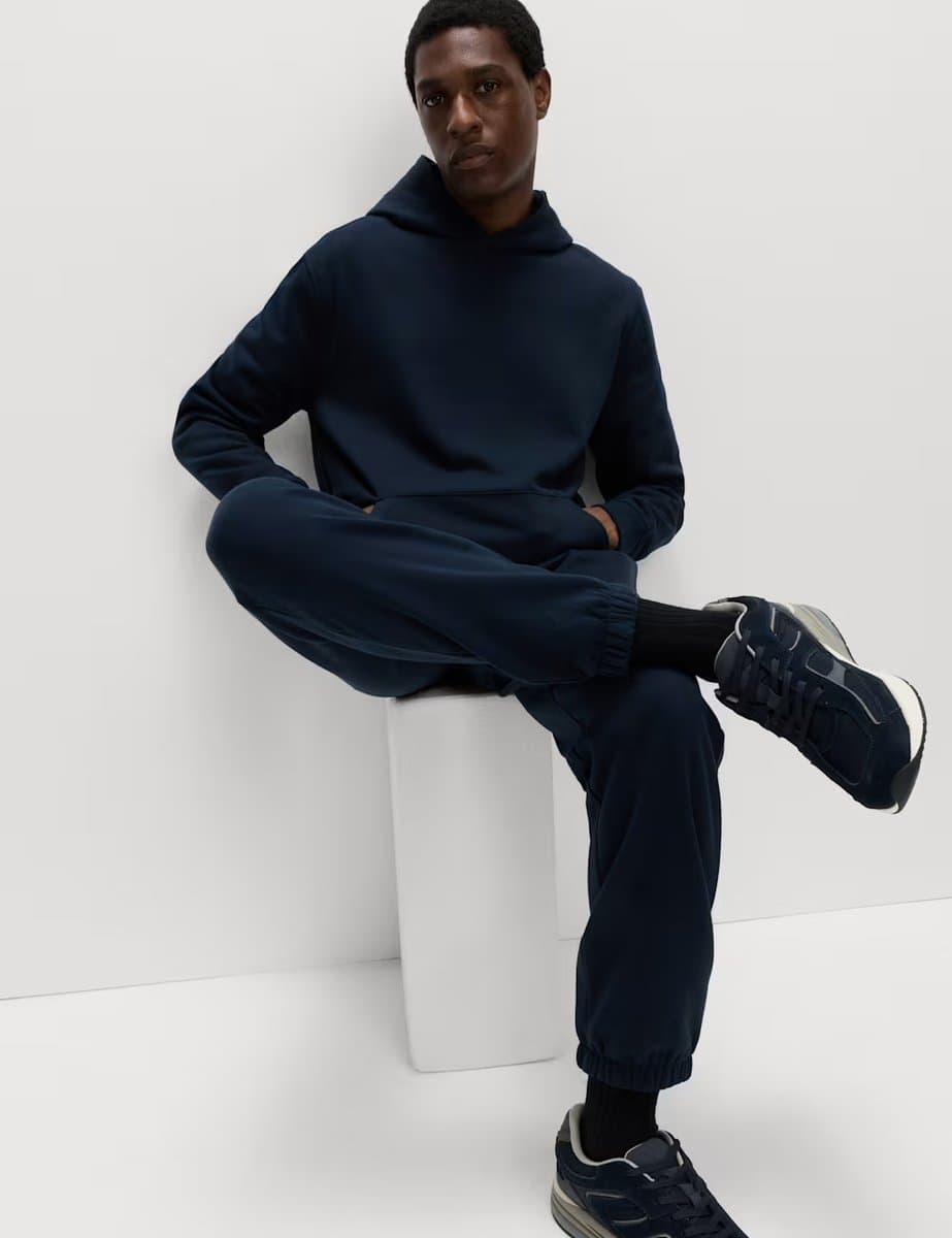 Marks & Spencer M&S Elasticated Waist Cotton Rich Joggers Navy - 4