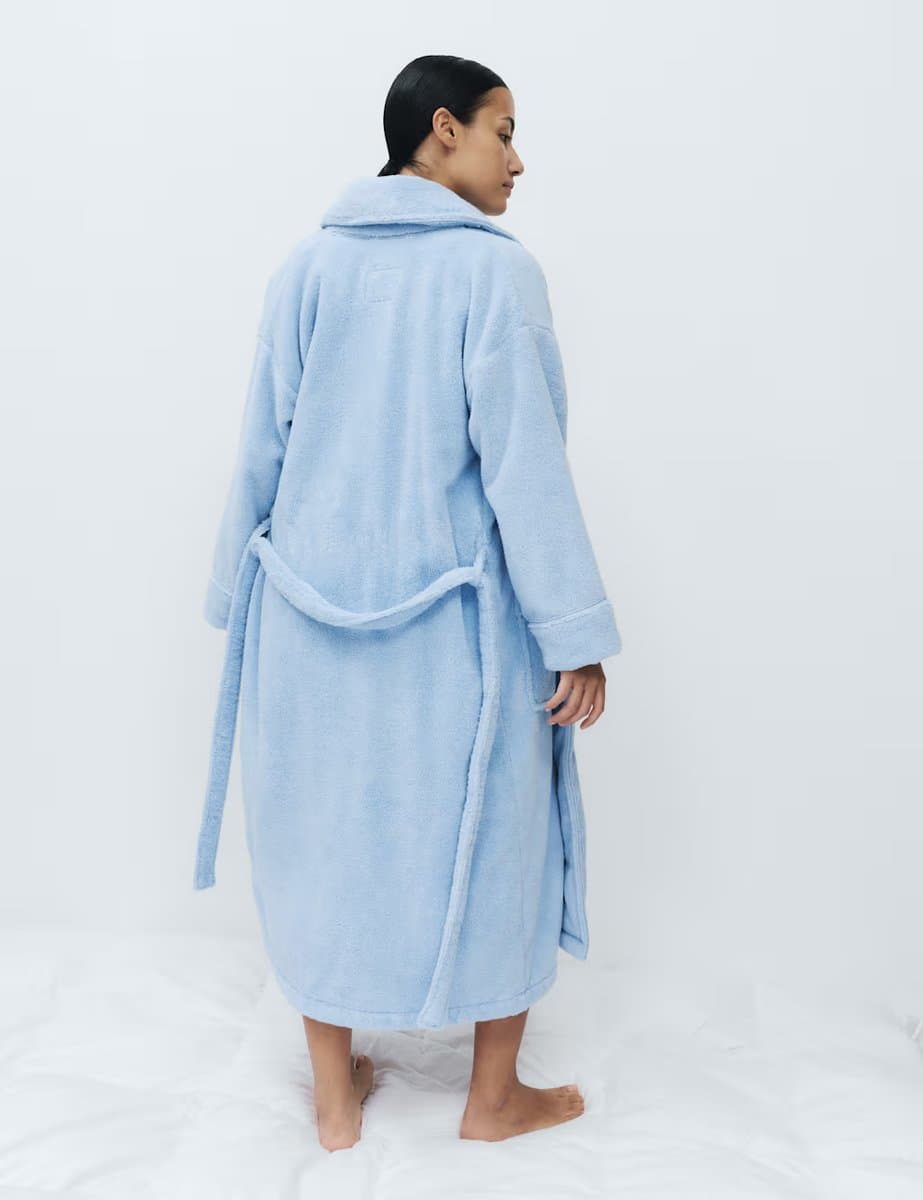 Marks & Spencer M&S Pure Cotton Towelling Dressing Gown Bluebell - 4