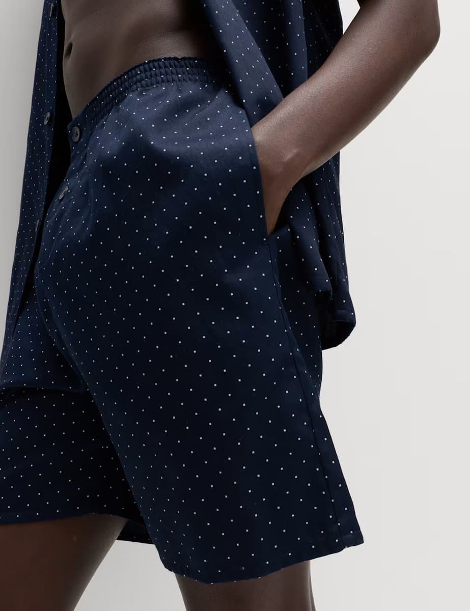 Marks & Spencer M&S Pure Cotton Polka Dot Pyjama Set Navy - 2