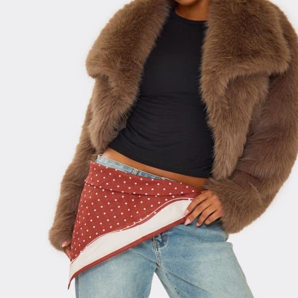 EGO Contrast Spot Detail Scarf In Red, Women's Size UK One Size