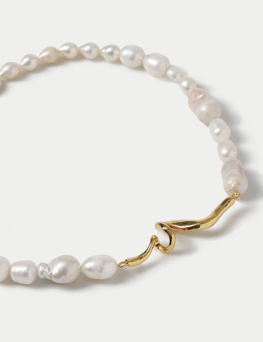 Marks & Spencer M&S 18k Gold Plated Twist Necklace Cream - 3