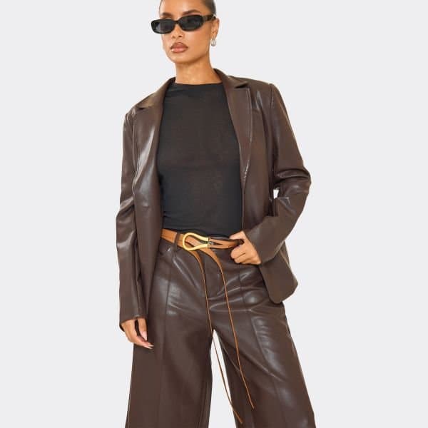 EGO Thin Contrast Trim Detail Double Belt In Brown, Women's Size UK One Size