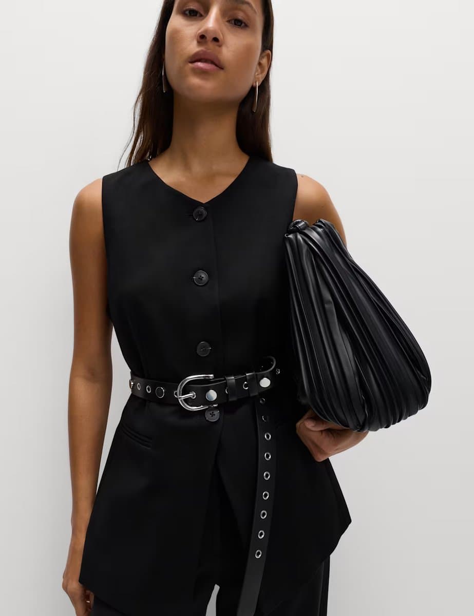 Marks & Spencer M&S Jersey Collarless Waistcoat Black