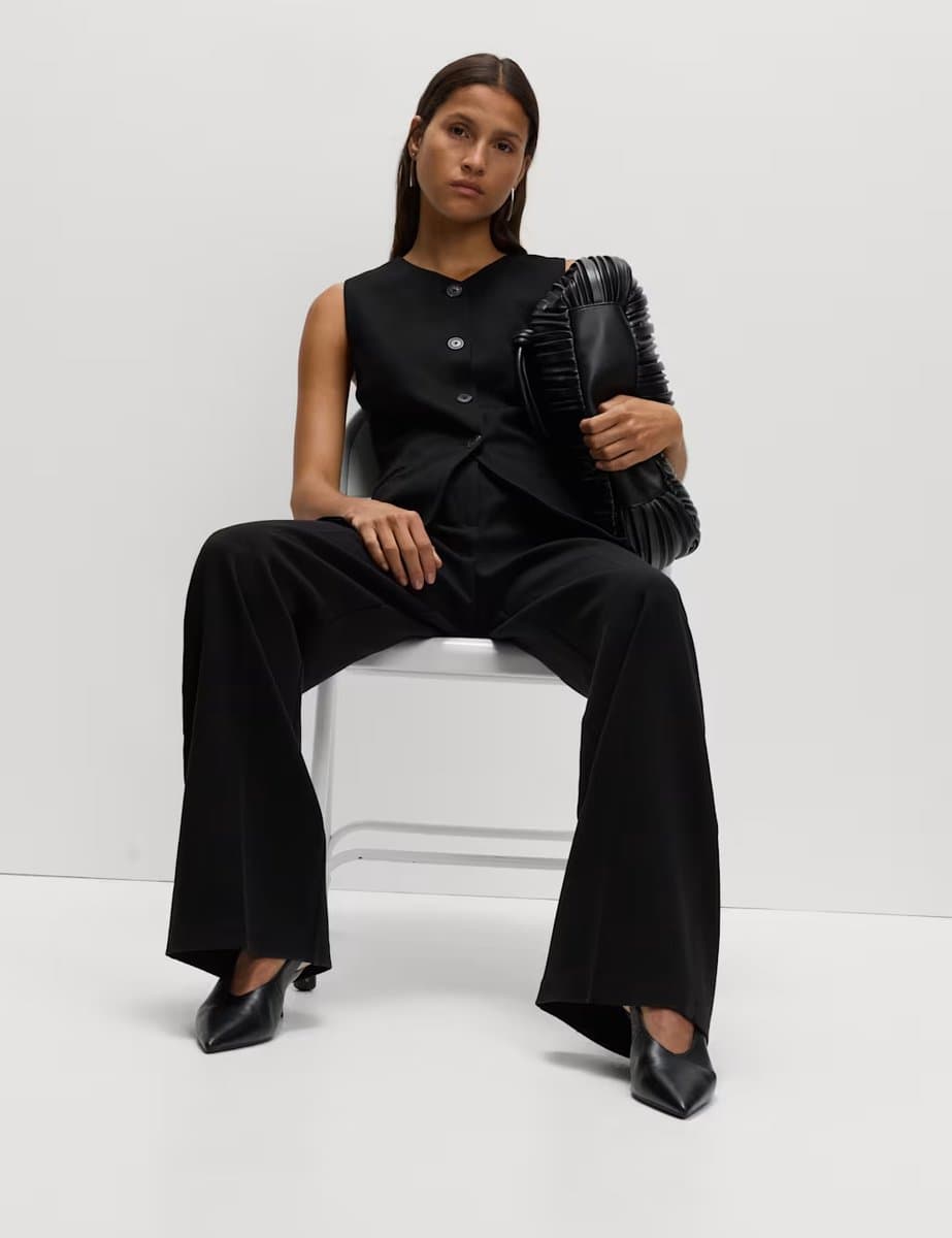 Marks & Spencer M&S Jersey Collarless Waistcoat Black - 2