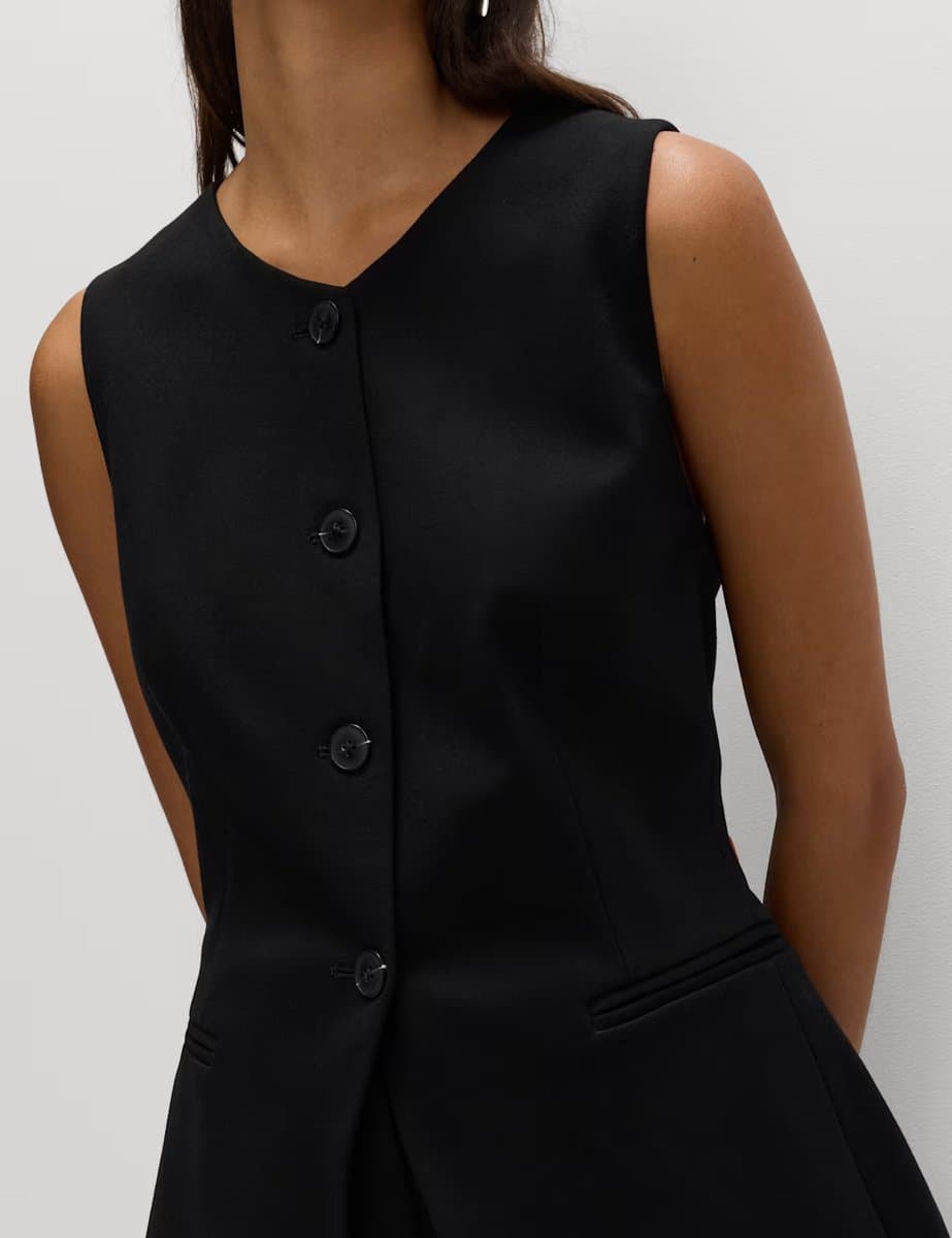 Marks & Spencer M&S Jersey Collarless Waistcoat Black - 3