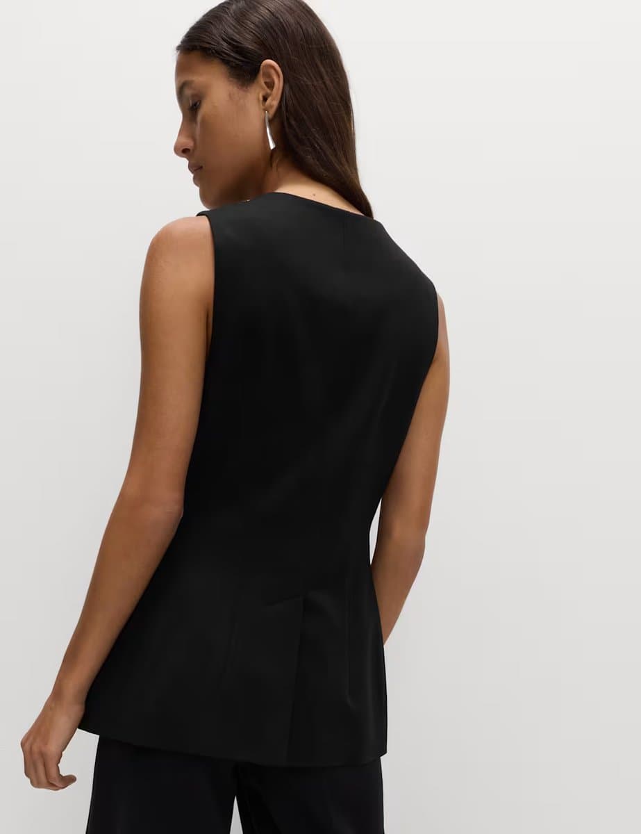 Marks & Spencer M&S Jersey Collarless Waistcoat Black - 4