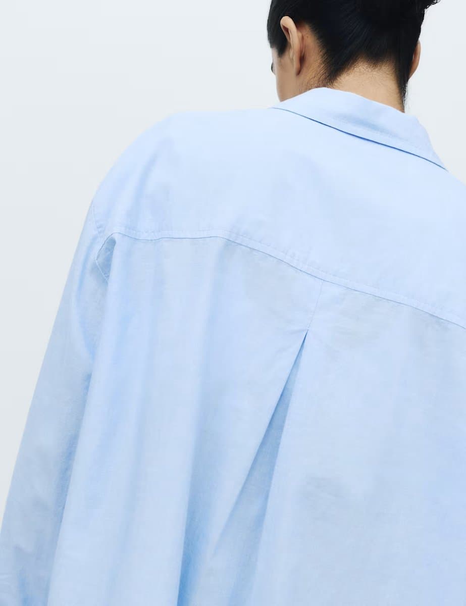 Marks & Spencer M&S Pure Cotton Chambray Collared Nightshirt Blue - 3