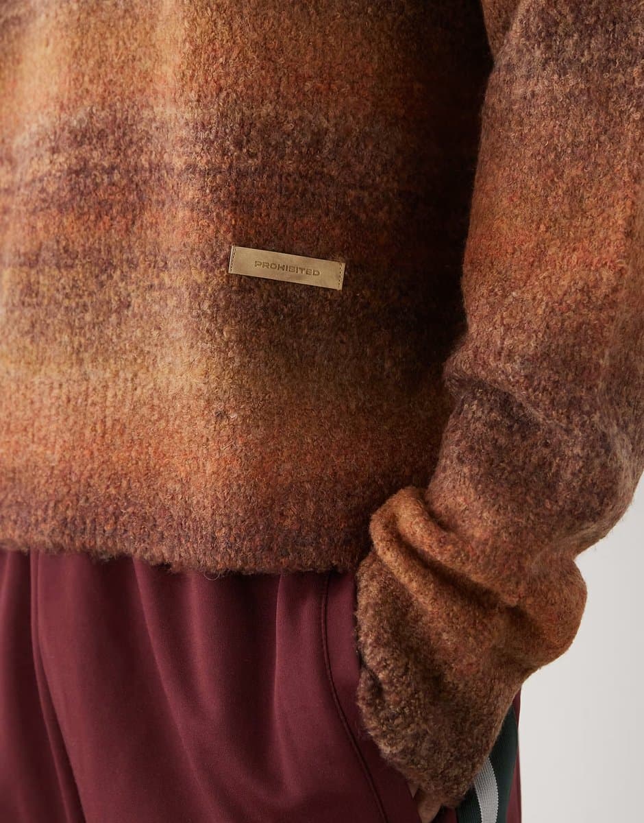 ASOS Prohibited oversized gradient knit jumper in brown - 5